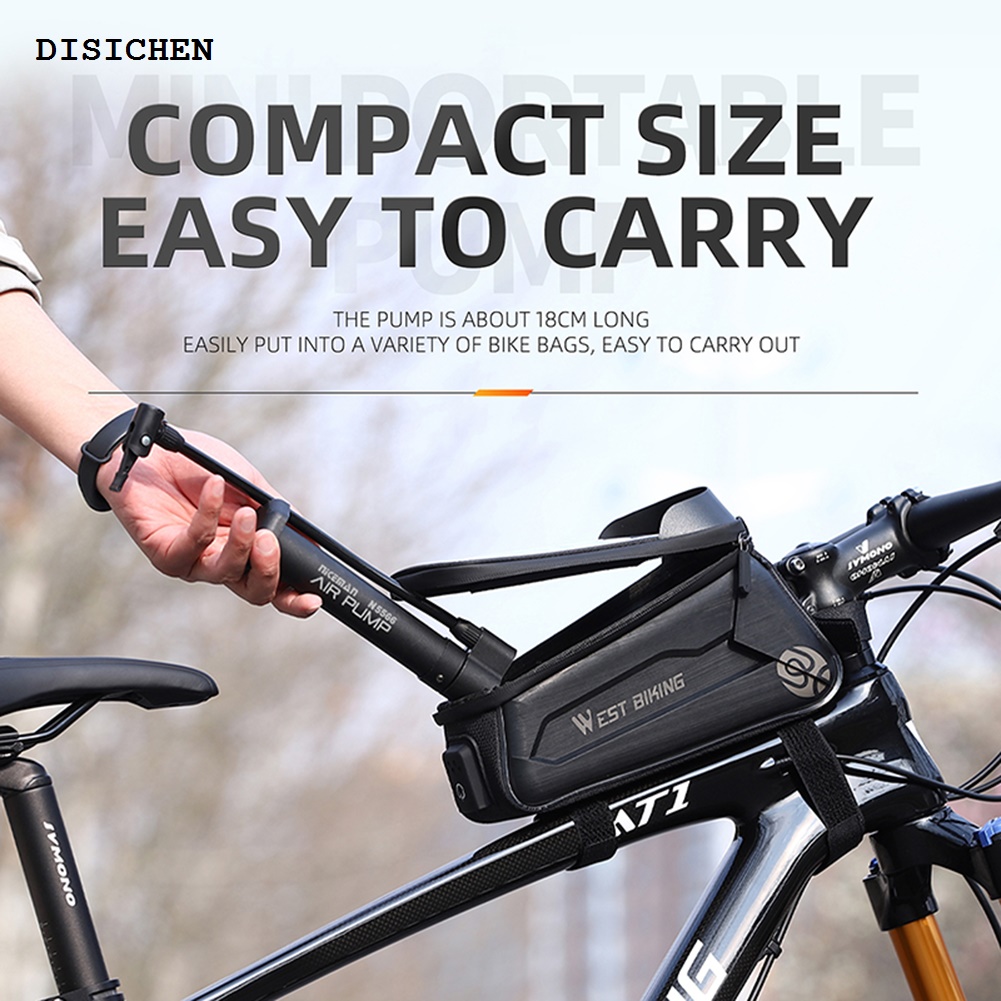 DISICHEN Sales promotion WEST BIKING Bike Pump Inflator 80PSI Mini Bicycle Floor Pump Schrader Valve Bicycle Pump Air Pump Balloon Tire Inflator