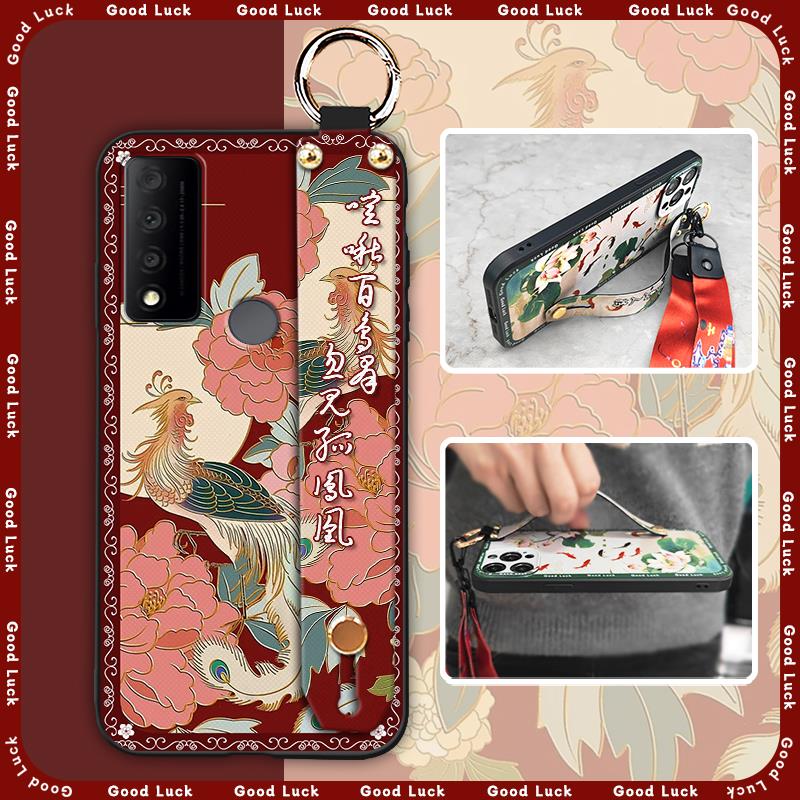 Soft case Back Cover Phone Case For OPPO Reno11 5G Durable Chinese style Wrist Strap Wristband Silicone Lanyard ring