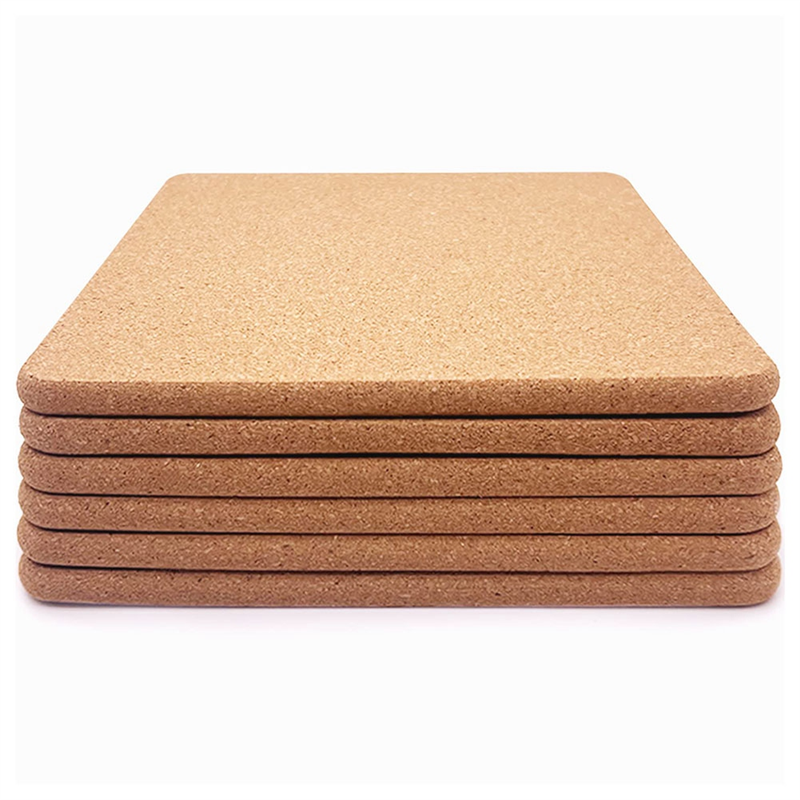 Cork Trivet, 6 Pcs High Density Thick Square Cork Trivets for Hot Dishes, 8 Inch Multifunctional Cork Coaster Easy Install