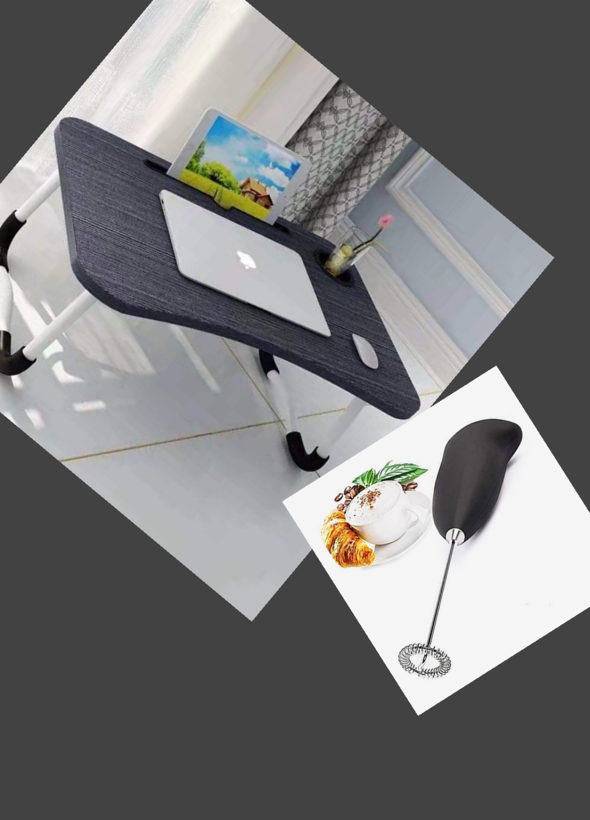 Multi-Purpose Laptop Table Stand/Study Table With free Electric Portable Hand Blender