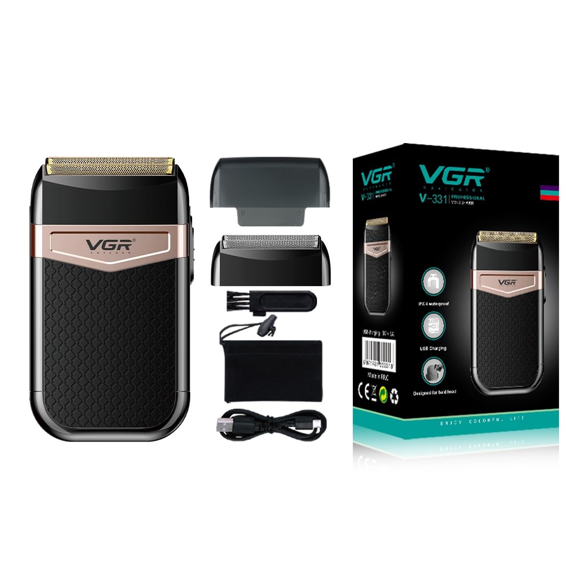 VGR V-331 USB Rechargeable Electric Shaver for Men Household Mens Cordless Foil Blead Shaver Shaving Machine