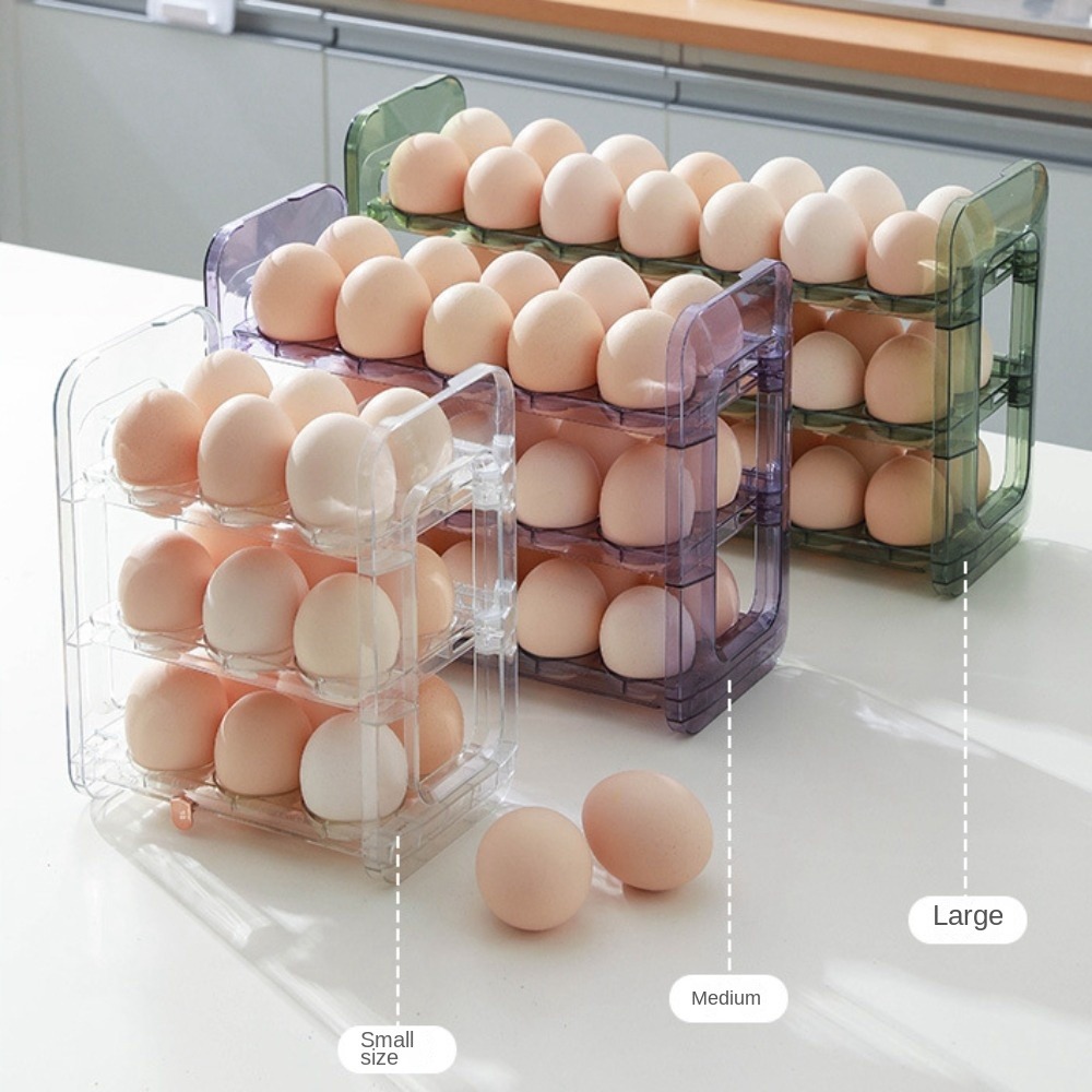 New PP Egg Tray Refrigerator Side Door Kitchen Storage Storage Box 18/30/42Grid Egg Box