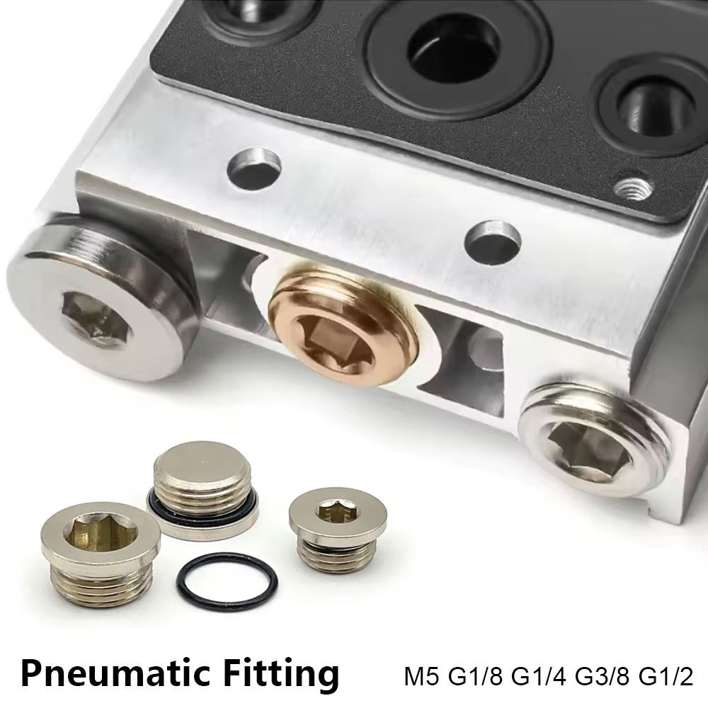 1Pcs Durable M5 G1/8 G1/4 G3/8 G1/2 Pneumatic Fitting Stuffy Head Sealing Ring Air Connector External Thread Teeth Brass End Cap Plug