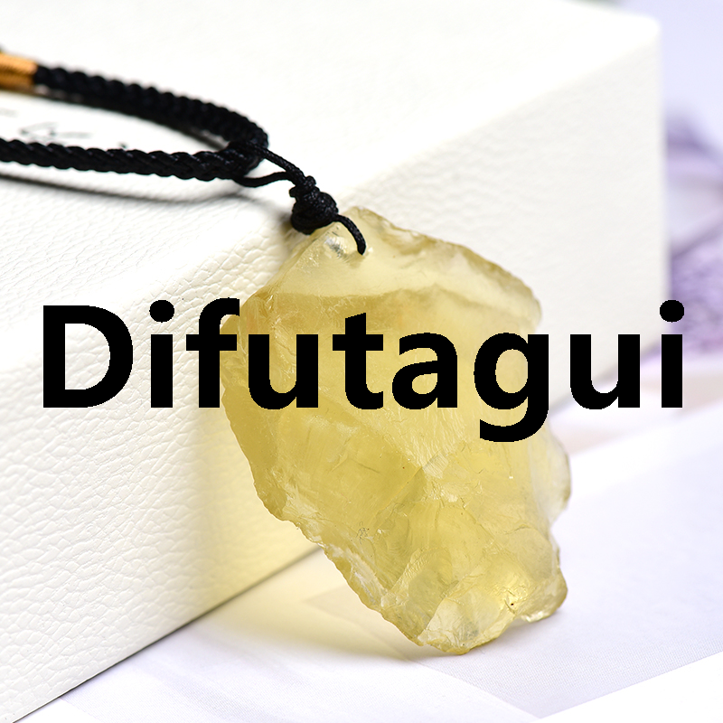 Difutagui 1 Piece Natural Citrine Crystal Raw Necklace Quartz ReikiPendant Affordable Stone Healing Crystal Men And Women DIY Mineral Jewelry