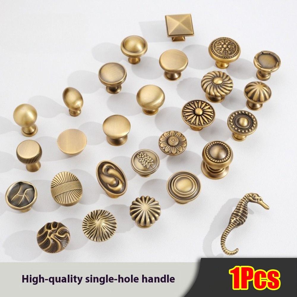 1Pcs New Single Hole Antique Drawer Knob Multi-size Round Cabinet Handle Vintage Luxury Door Handle Pulls Furniture Accessory