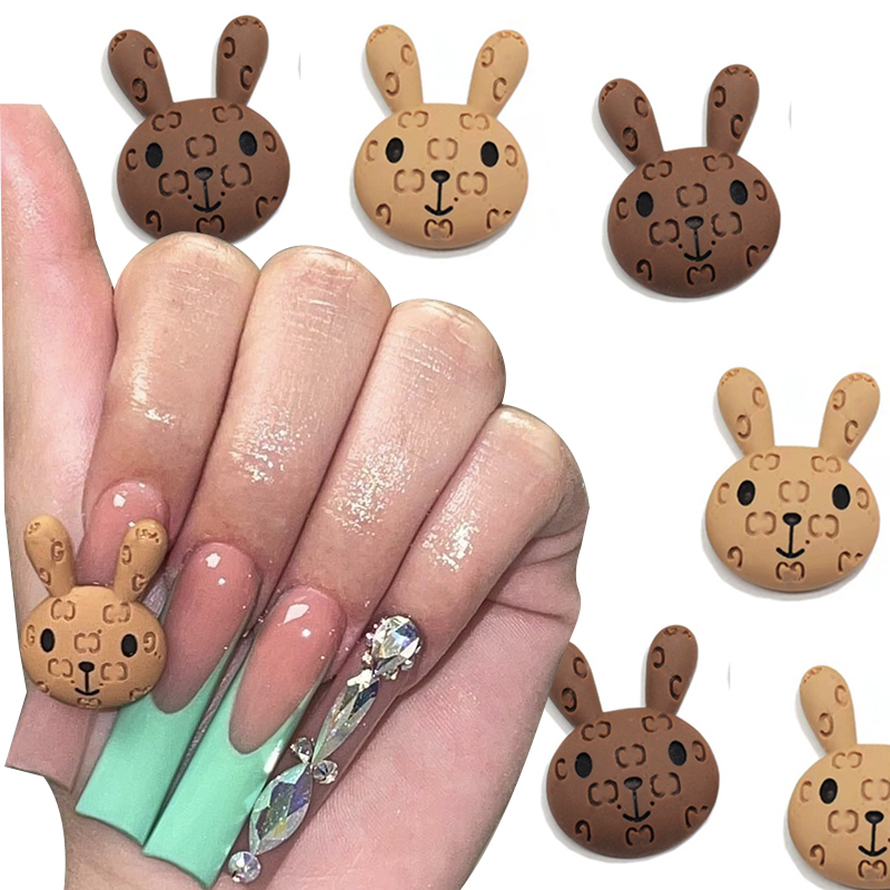 Fifty percent discount 10PCS 3D Kawaii Rabbit Nail Charms Resin Cartoon Accessories Cute Bear Nail Art Deocration Rhinestones Mixed Manicure Tool