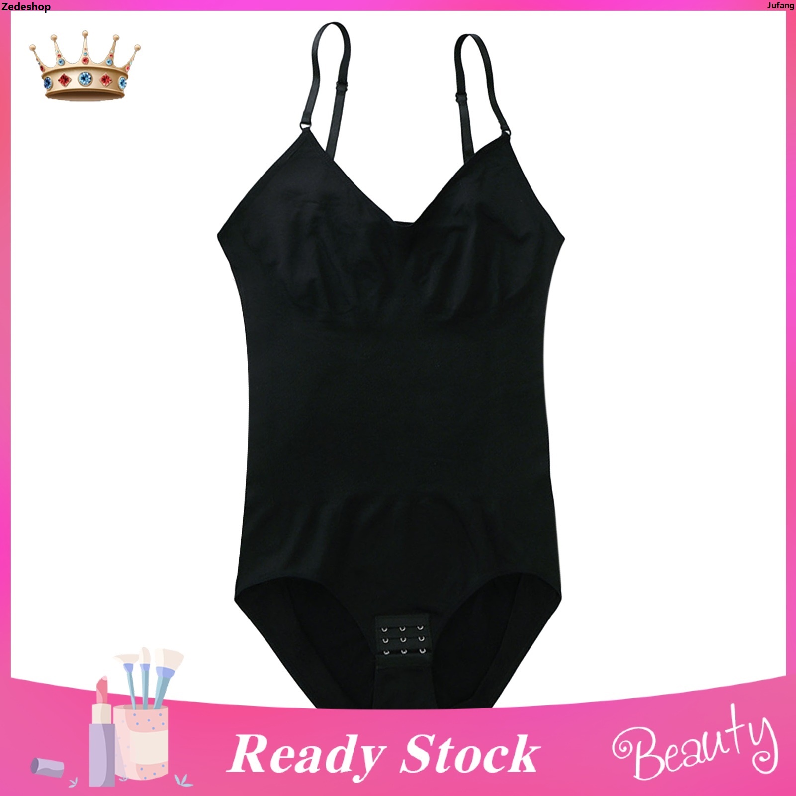 Zedeshop JufangTrendygirl Sling U-Neck Sleeveless Women Bodysuit Open Crotch Slimming Body Shaper Backless Seamless Ribbed Tummy Control Rompers Shapewear 2025 High Quality