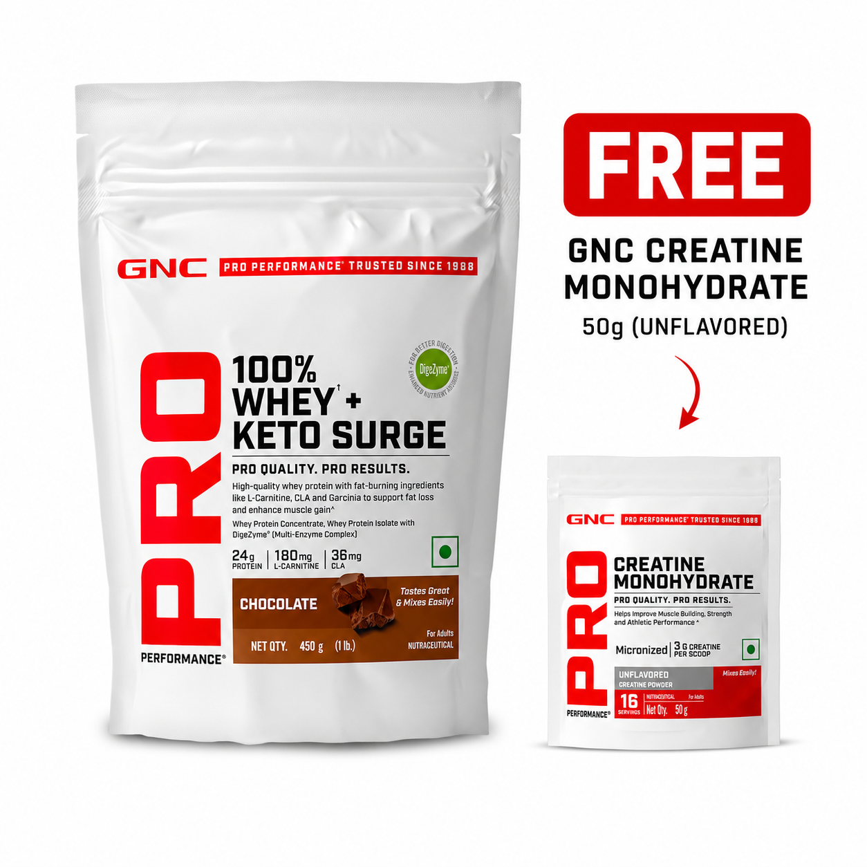 GNC 100% Whey + Nitro Surge 2LB (36G Serving) Chocolate Flavor For Cardio Protect Formula With Muscle Recovery, Endurance & Heart Health