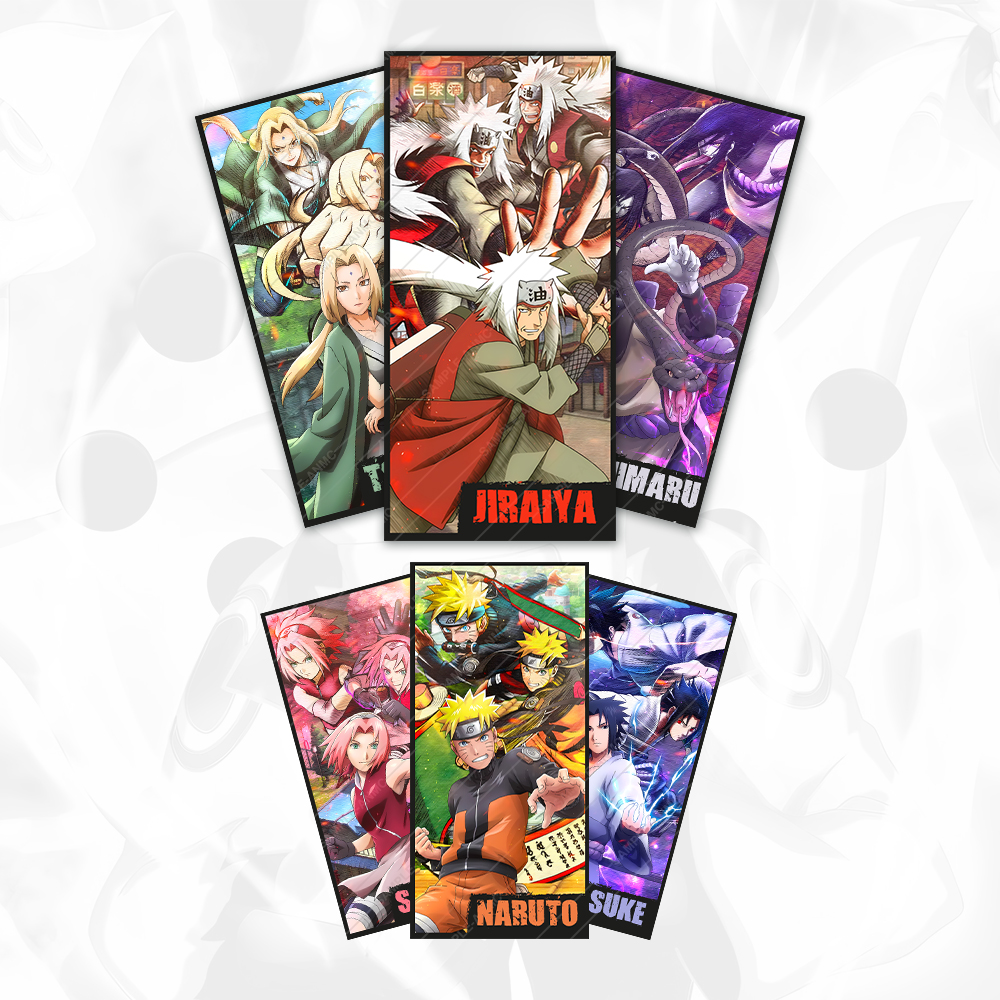 Anime Series Naruto Shippuden Legendary Sannin And Team 7 Uzumaki Naruto Uchiha Sasuke Skaura Jiraiya Tsunade Orochimaru Poster Set- 6 Pcs
