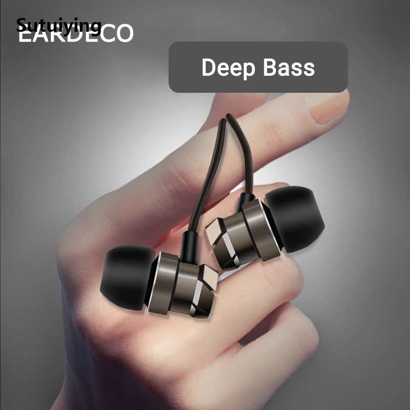 Sutuiying EARDECO Gold Spiral Shape In ear Wired Phone Earphone Stereo Original Headset with Mic 3.5mm Metal Wire for iPhone mp3