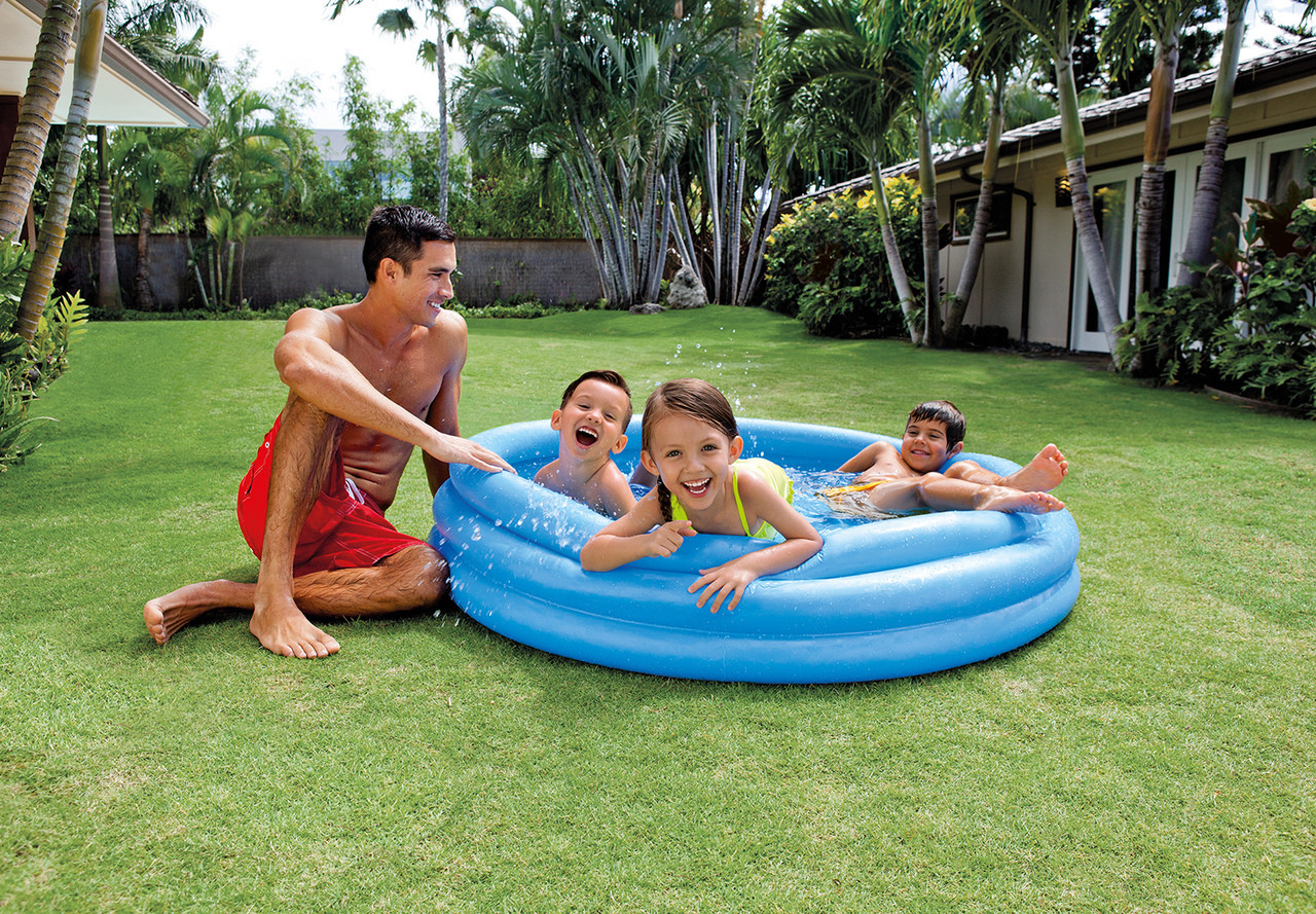 INTEX Blue (58X13 inch) Swimming Water Pool For Kids Pool Party / Inflatable 3 Ring Swim Bath Tub For Children Baby