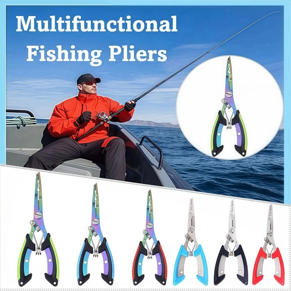 Portable Multifunctional Fishing Needle Nose Pliers Stainless Steel Lock Design Fishing Pliers Pocket Design Lightweight Lure Pliers Fishing and Fish Control