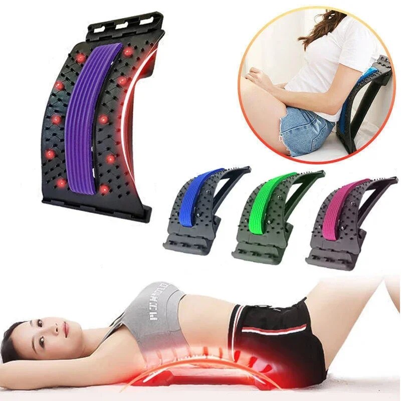 NEW 【Special offer】Back Massager Magnetotherapy Multi-Level Adjustable Stretcher Waist Neck Fitness Lumbar Cervical Spine Support Pain Relief