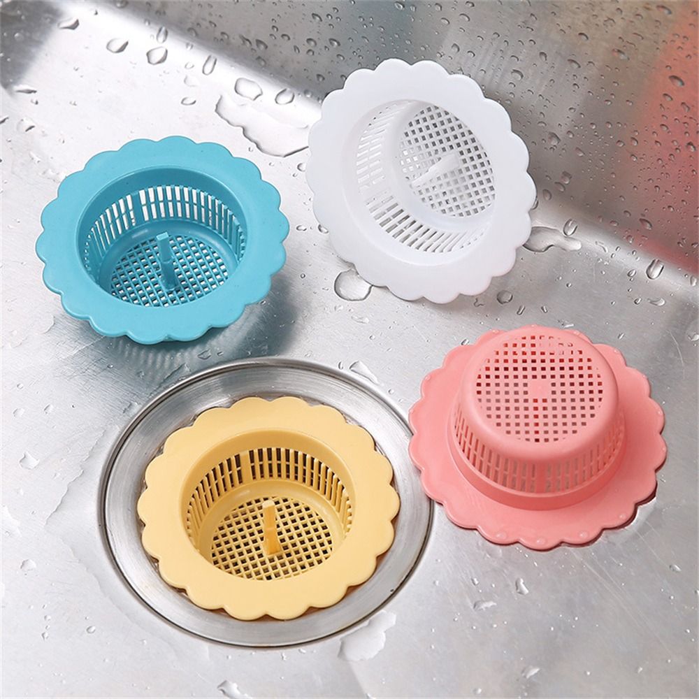 Practical PP Sink Drain Strainer Flower Shape Cylindrical Handle Hole Filter Floor Filter Kitchen