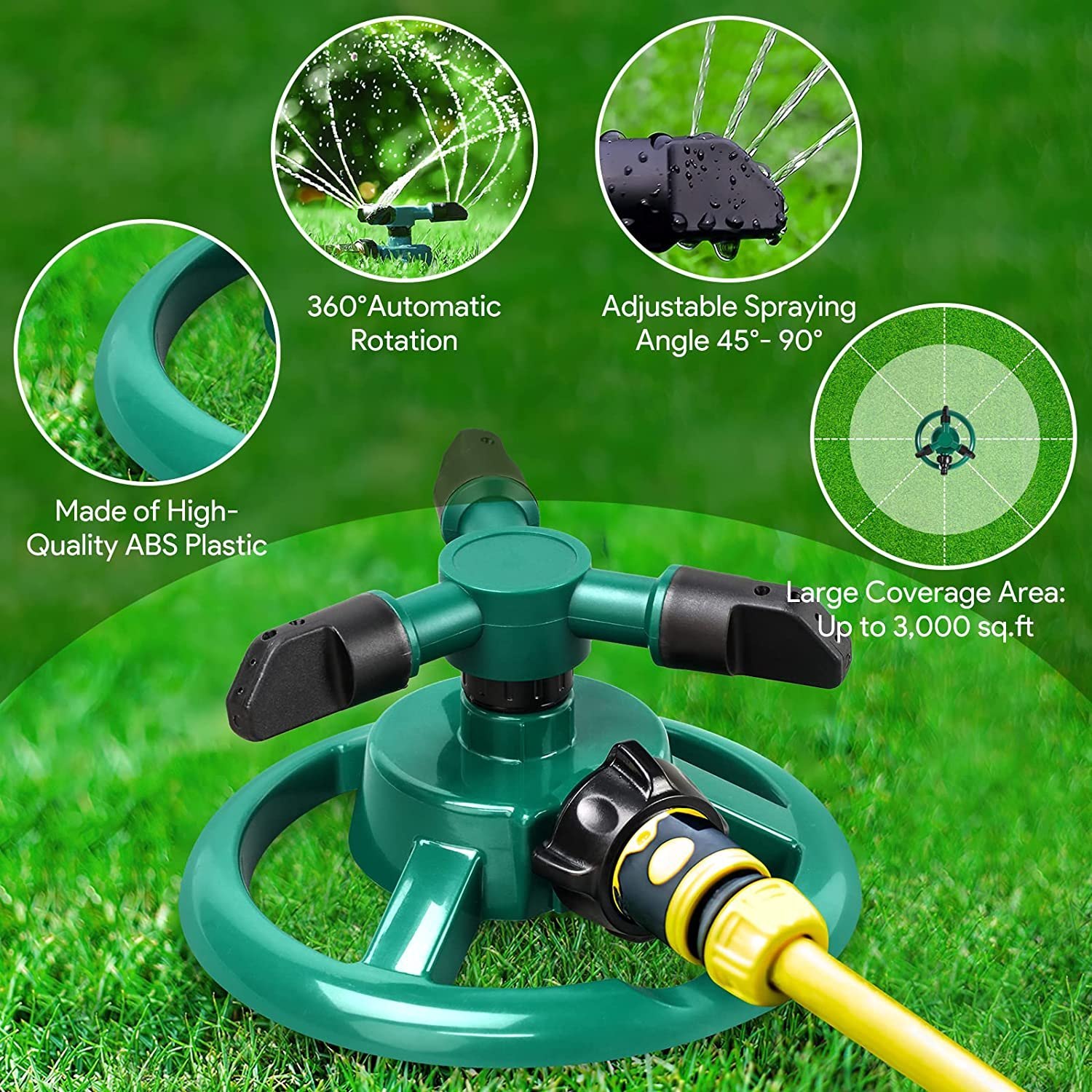 360 Degree Automatic Rotating Garden Lawn Water Sprinklers System Quick Coupling Lawn Rotating Nozzle Garden Irrigation Supplies