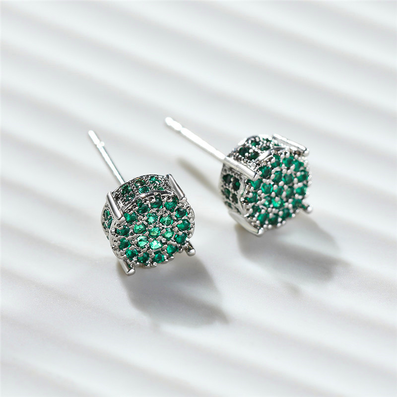 【Happy LifeStore】Luxury Full Crystal Round White Gold Yellow Gold Zircon Stone Wedding Stud Earrings For Wo Jewelry