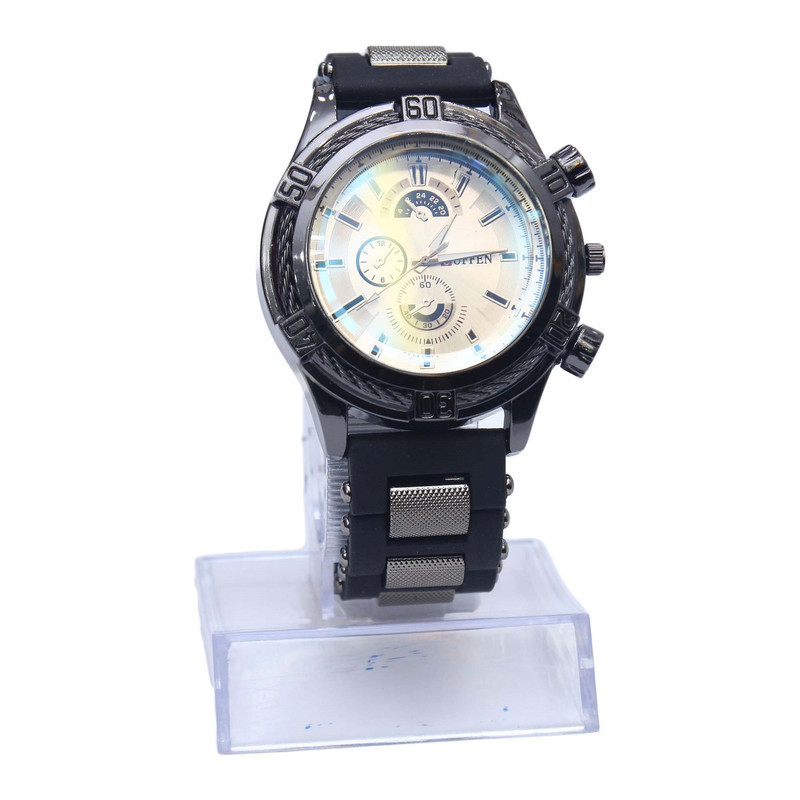 Cuffan Rubber Chain Casual Analog White Dial Watch For Men