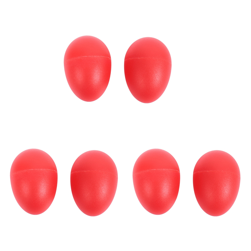 ARELENE 3 Pair Plastic Percussion Musical Egg Maracas Shakers Red