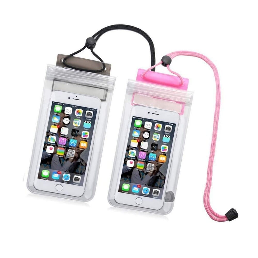 3 Layers Waterproof Sealed Mobile Pouch Cover for Protection in Rain and Swimming Fits for Any Android and iPhone (Transparent, Universal Size)