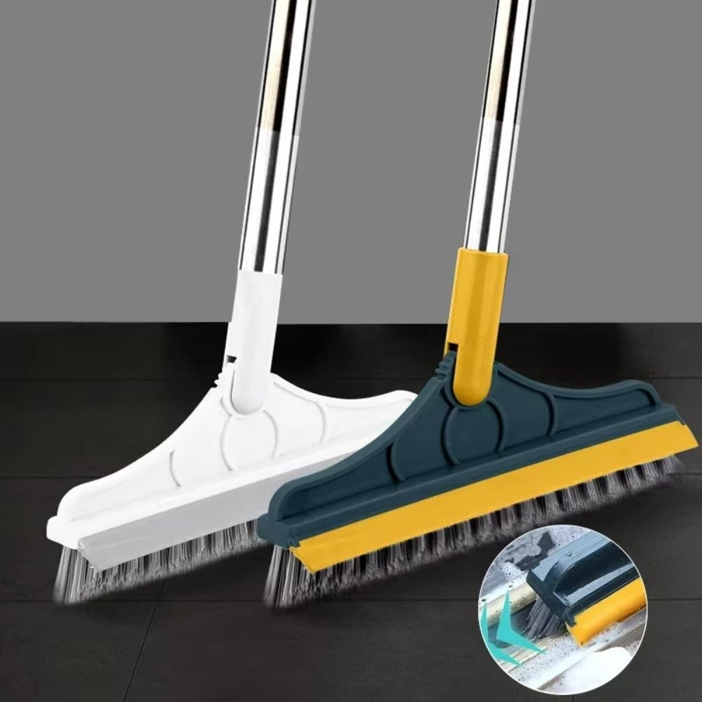Multifunctional 3 In 1 Floor Scrub Brush Long Handle Removable Wiper Cleaning Brush Rotating Crevice Brush Bathroom Cleaning