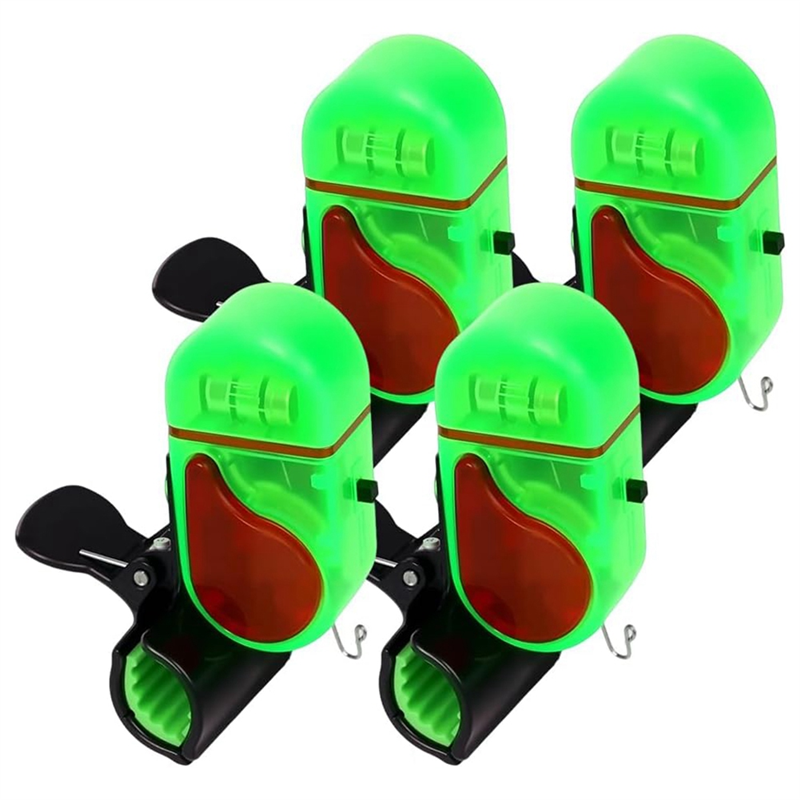 NAMUNY Fishing Bite Alarm with LED Light,Fish Bite Alarm Sound Bite Alert Bell with LED Lights for All Fishing Poles 4PCS