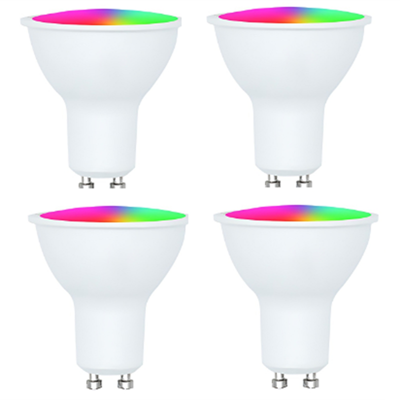 Tuya Bulb 4 Pack GU10 RGB CW+ LED Light Bulbs 5W Dimmable Lamps Smart Life APP Control Light Bulbs Easy to Use D