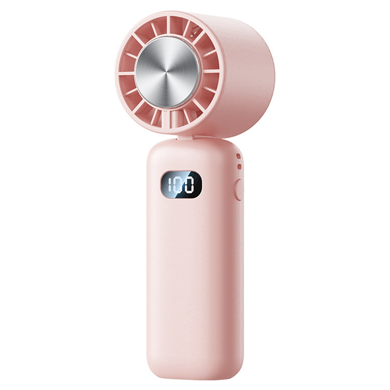Ice Compress Mini Fan Cooling Handheld Fan Mini Folding Digital Display Mute Desktop Fan Ice Compress Neck Fan,A