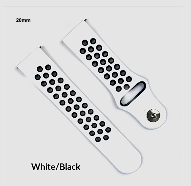 White and Black Dual Colour 20mm Band For Smart Watch