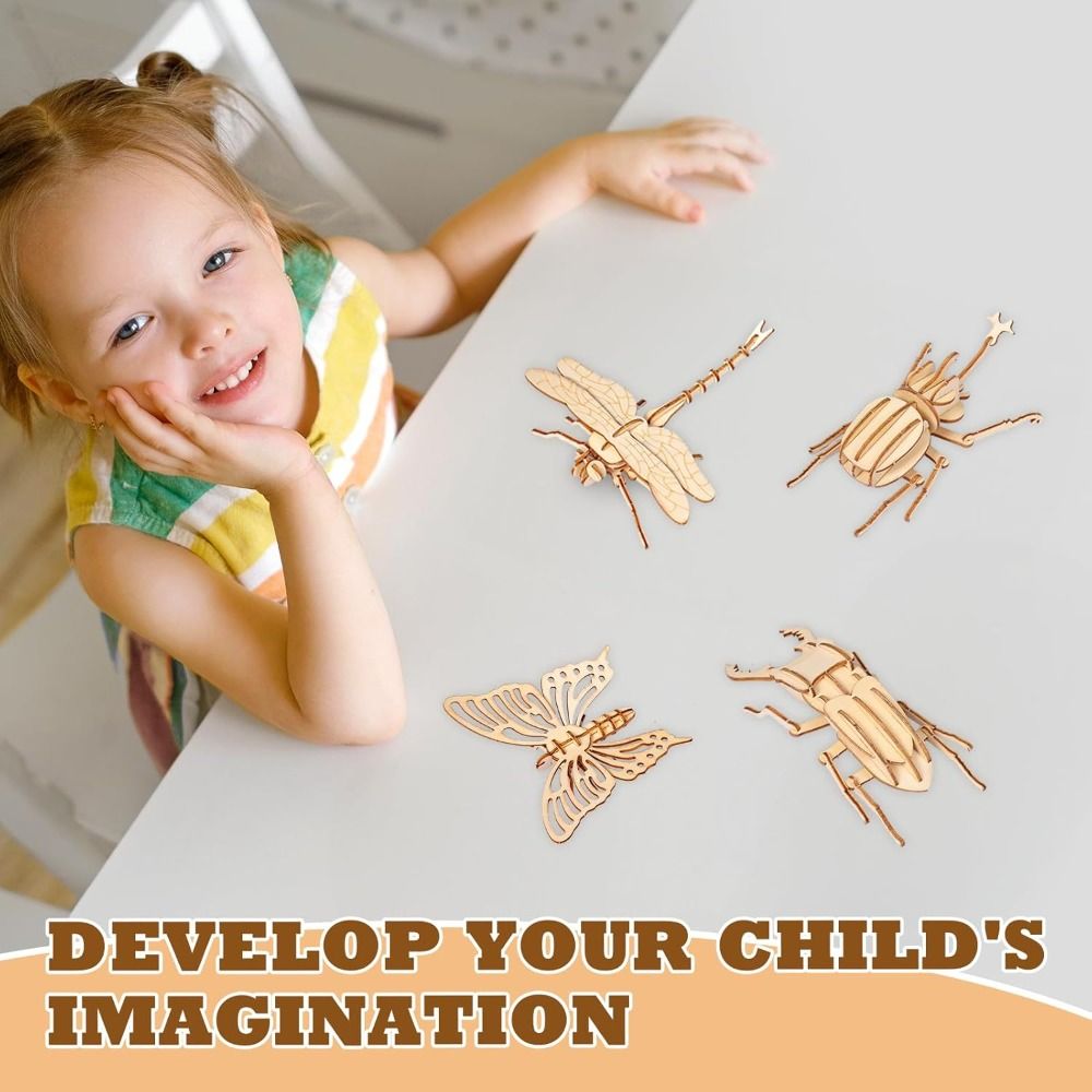 Hot 3D Puzzles Puzzle Set Animal Insect Wooden Models High Difficulty Puzzles DIY Wooden Crafts for Kids
