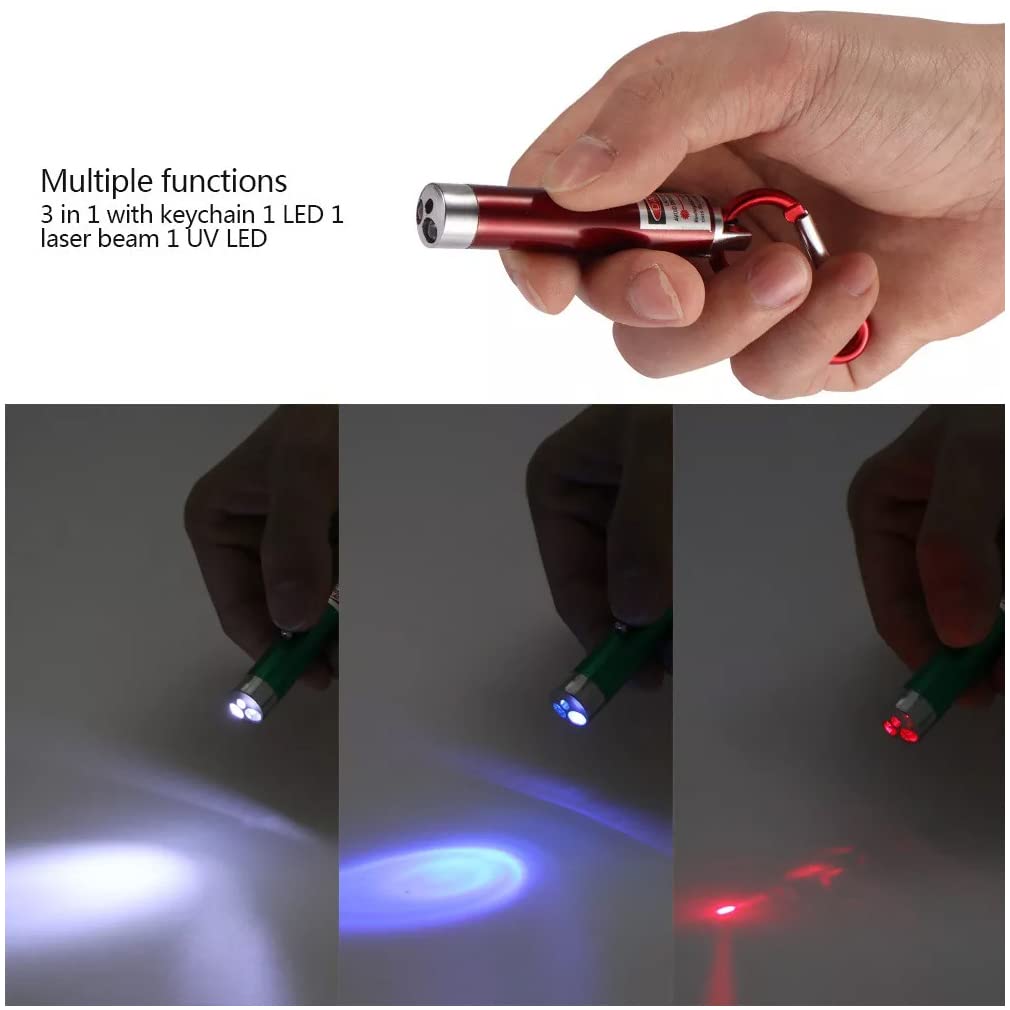 3 In 1 Portable Laser Light Pointer, LED Torch and UV Light with Key Chain (1 Piece)
