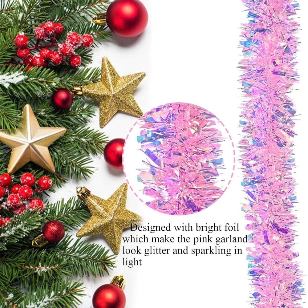 Hanging Pendant 2M/9CM Christmas Decorations Strip DIY Colorful Strips Christmas Glitter Garland Wreath Tinsel Ribbon Xmas Tree Decoration Ribbon for Home Decoration