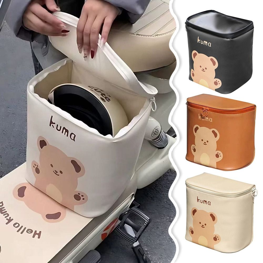 Durable Cute Bear Print Electric Vehicle Bag Detachable Large Capacity Ehandlebar Storage Bag Waterproof Front Storage Bag For Motorcycles Electric Vehicles Bicycles
