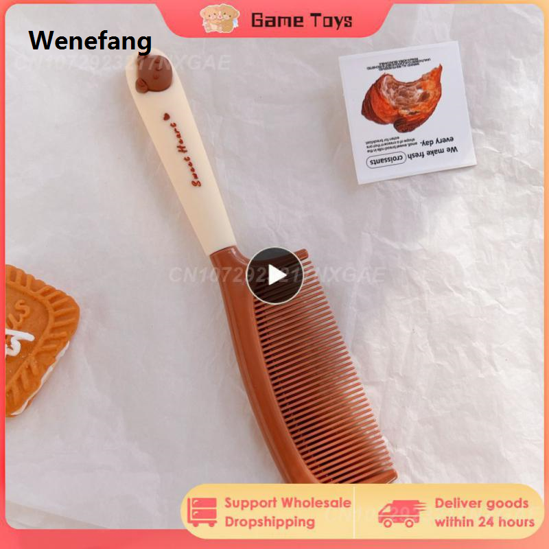 Wenefang 1PCS Cute Cartoon Baby Hair Brush Milk Tea Color Comb Kawaii Bear Bunny Soft Handle Resin Comb for Little Girl Hair Accessories