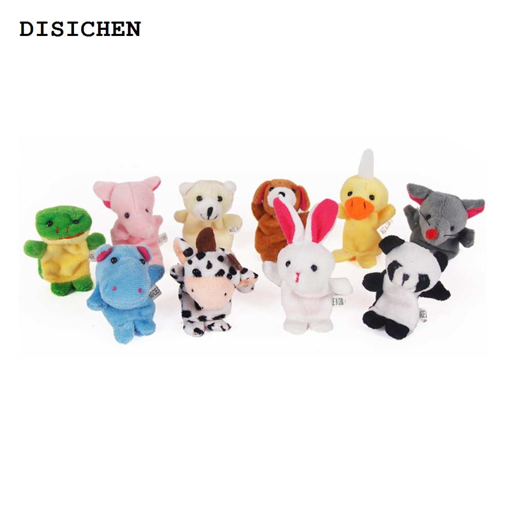 DISICHEN 2025 (New)TE 10pc crunch animal finger puppet baby dual-layer torytelling props kid toy gift