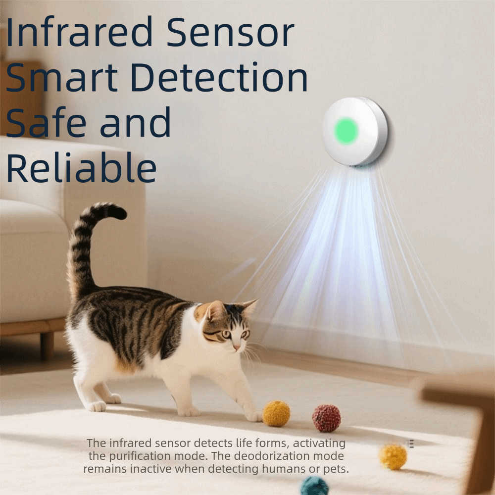 Universal Rechargeable Cat Smart Deodorizer Ozone Negative Ion Compact Automatic Sensing Deodorizer Dust-Free 3000mAh Battery Air Purifier Indoor Home