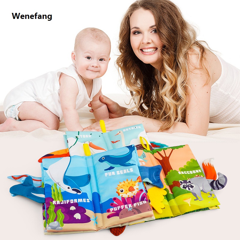 Wenefang Baby Books Toys, Baby Books 0-6 Months, 3PCS Touch and Feel Cloth Portable Crinkle Soft Books, Toys for 0-3-6-12-18 Months Infant Newborn