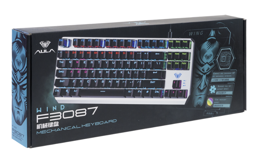 AULA F3087 Compact Mechanical Gaming Keyboard, with Blue Switches, LED Backlit, 87 Keys Anti-ghosting Computer Keyboards
