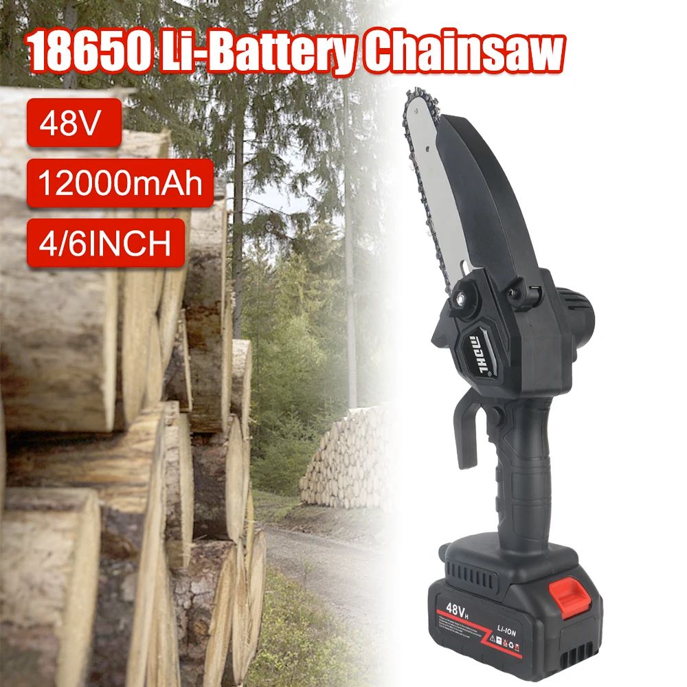 Cordless Handheld 48V Electric Chainsaw 6 Inch Woodworking Brushless Chain Saw For Wood Tree Branch Mini Electric Pruning Saws