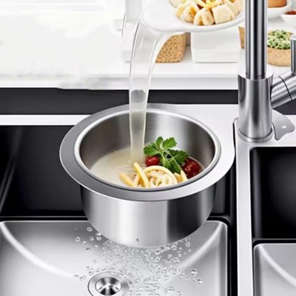 Multifunctional Stainless Steel Swan Shape Sink Drain Basket Dry Wet Separation Hanging Sink Drain Filter Removable Space Saving Fruit Vegetable Drainer Bathroom