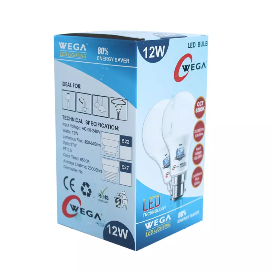Wega 12W Energy Saving LED Bulb With 2 Yrs Warranty