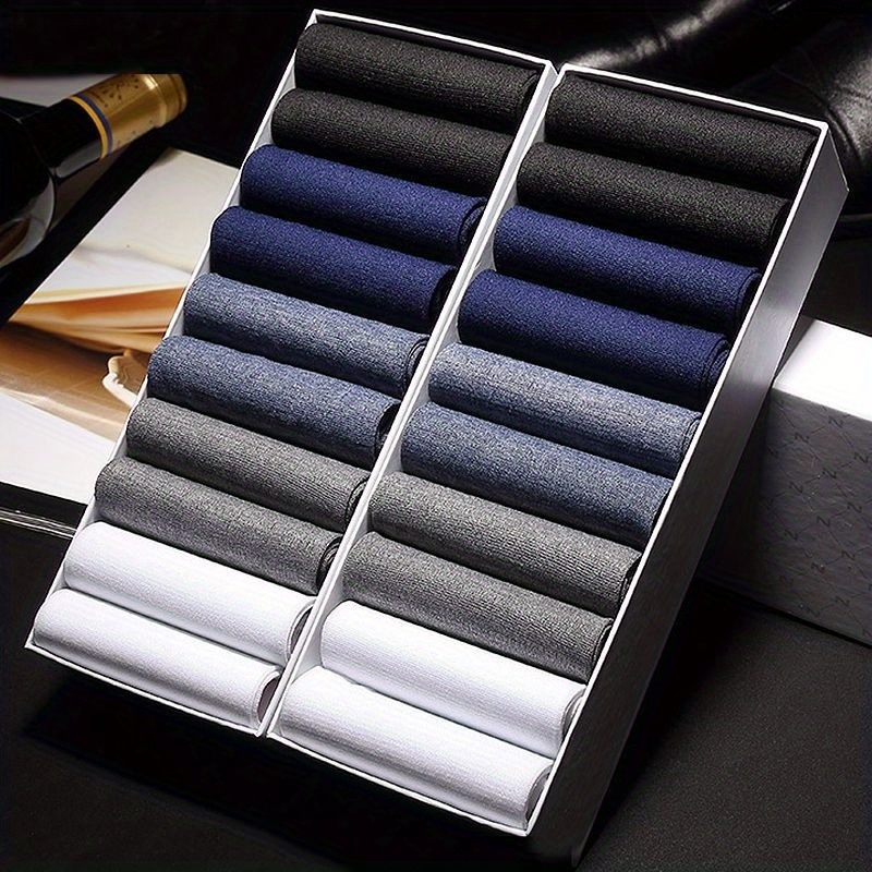 Zhulu【2025 Version】Ice Stockings Double 10 Men's Slim Formal Long Tube Medium Luxury Deodorant Steel Stockings Short Business Stockings