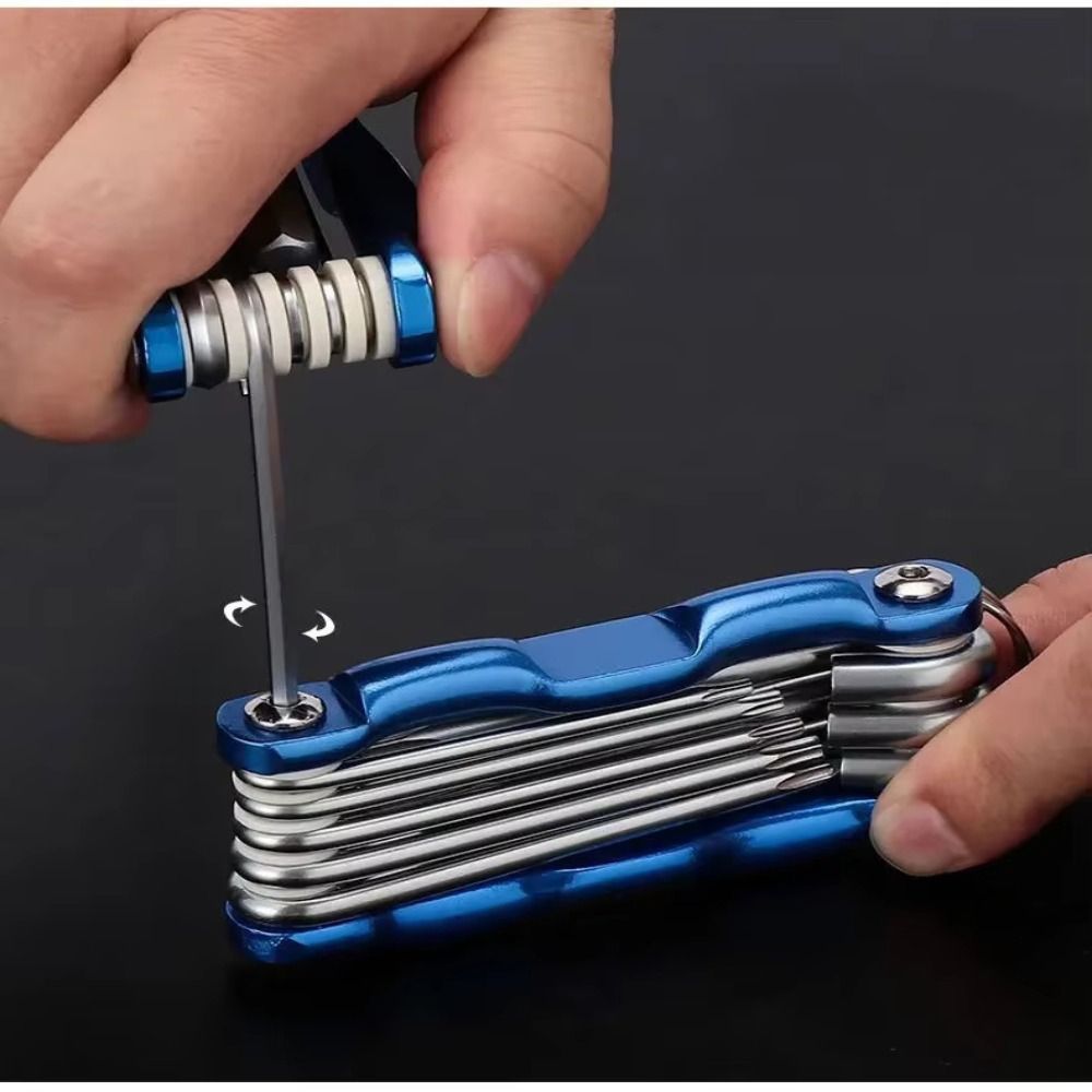 High Quality Metal Handle Portable Folding Hex Wrench 8 in Wrench Folding Allen Wrench Set Screwdriver Multifunctional Hex Key DIY Home Repair