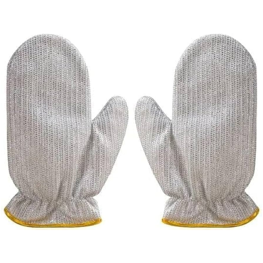 Wire Dishwashing Gloves,Steel Wire Insulated Waterproof and Guards Kitchen Cleaning Gloves for Scrubs & Cleans Dishes, Sinks, Counters, Stove, Easy Rinsing