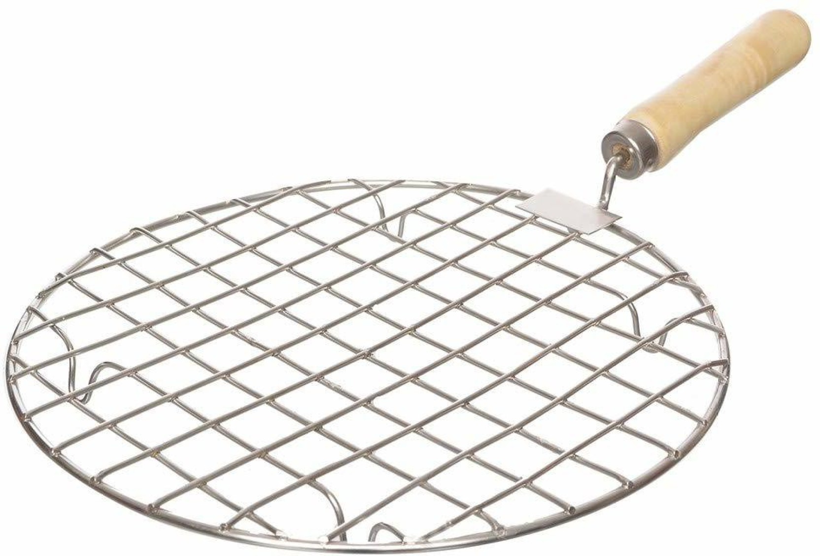 23Cm Round Shape Wooden Handle Roaster (Steel) By Dmzlck