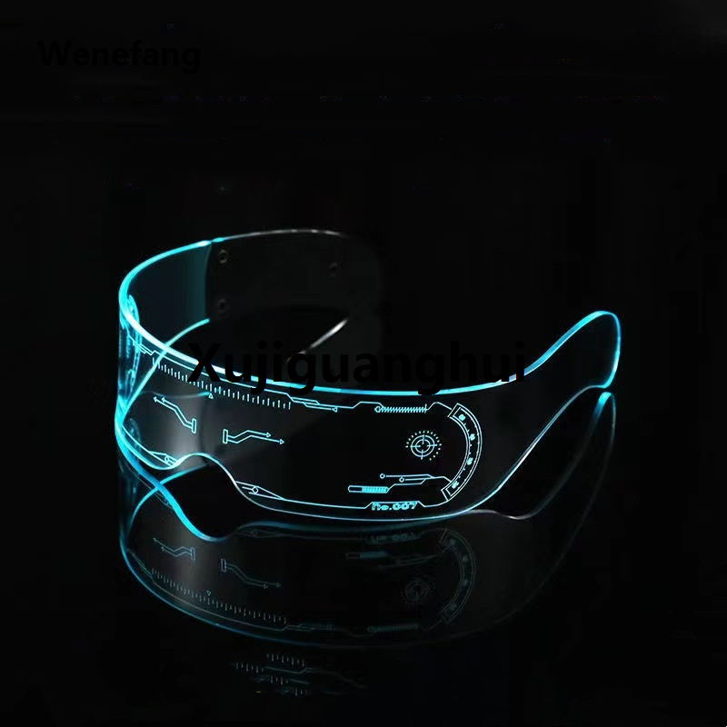 Xujiguanghui Wenefang LED Luminous Sunglasses Vintage Punk Goggles Men Women Fashion Party Christmas Colorful Light Up Glasses Shades UV400