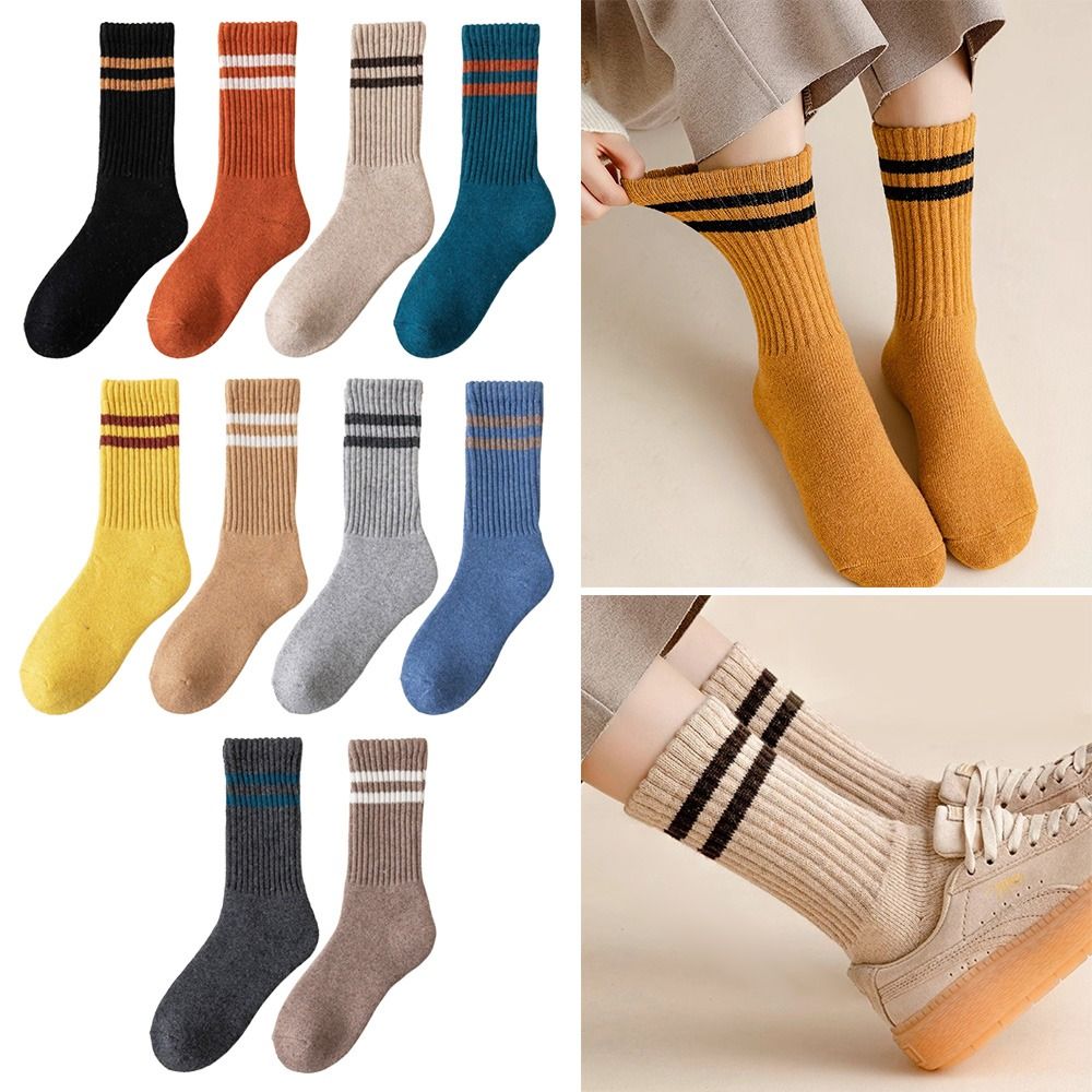 Casual Middle Tube Mid-Tube Socks Knitted Thick Wool Snow Boot Socks Solid Color Women Socks