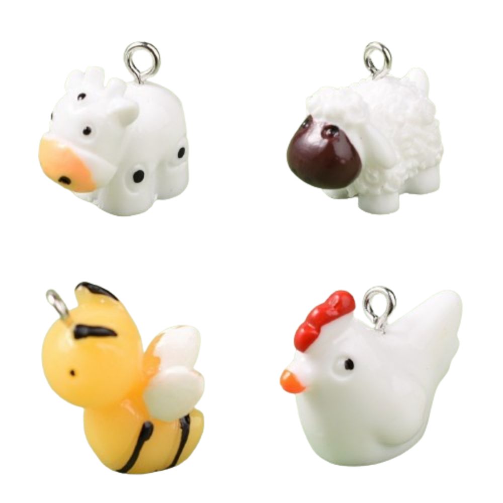10pcs Jewelry Accessories Colorful Cartoon Animal Pendant Resin Fun Small Animal Ornaments Cute Mini Jewelry Making Accessories Small Gifts