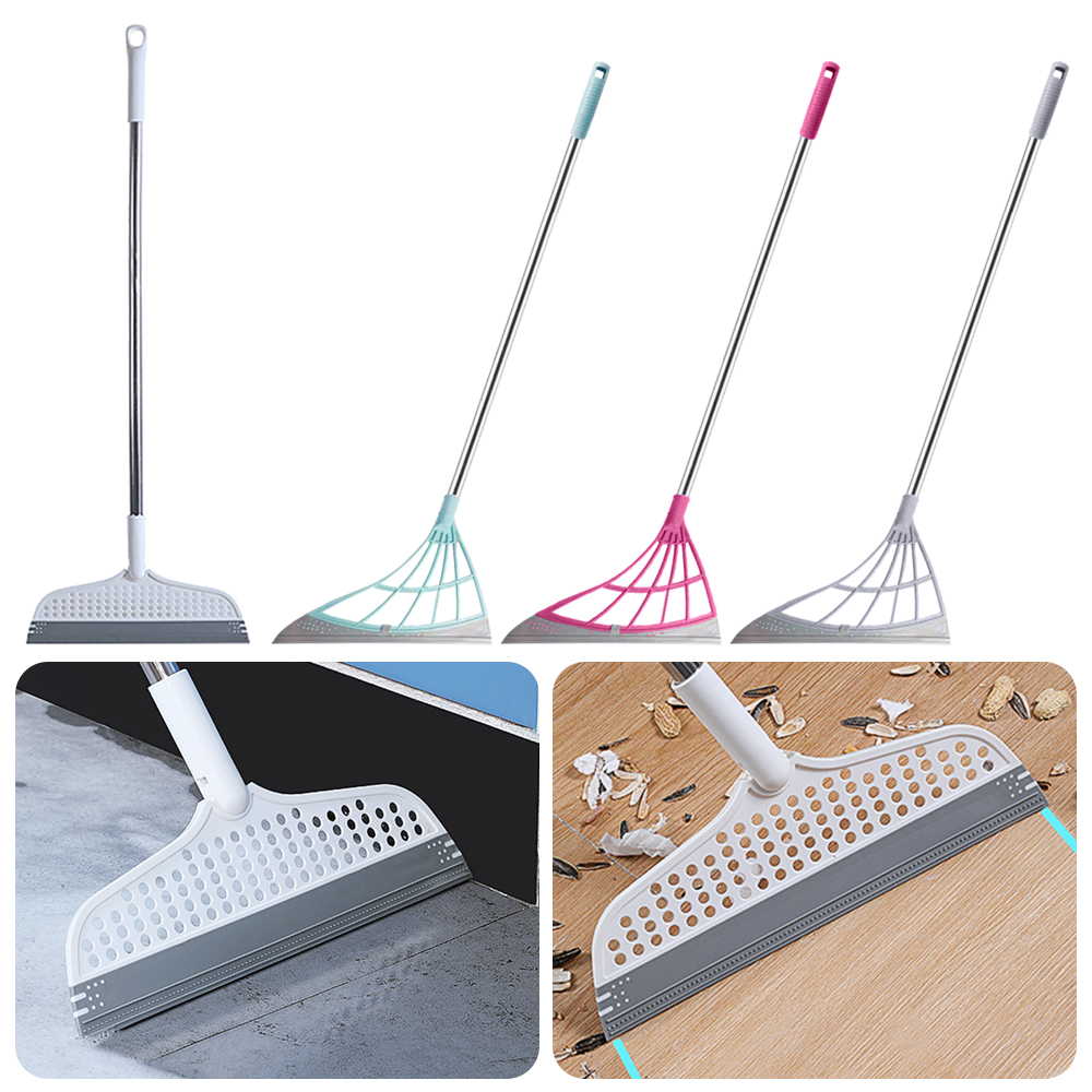 New Lazy Broom Silicone Broom Stainless Scraper Water Stain Remover Magic Wiper Flexible Window Groove Cleaning Floor Scraper Bathroom Floor Cleaning