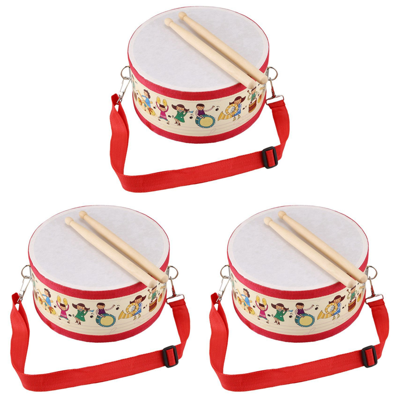 4X Drum Wood Kids Early Educational Musical Instrument for Children Beat Instrument Hand Drum Toys