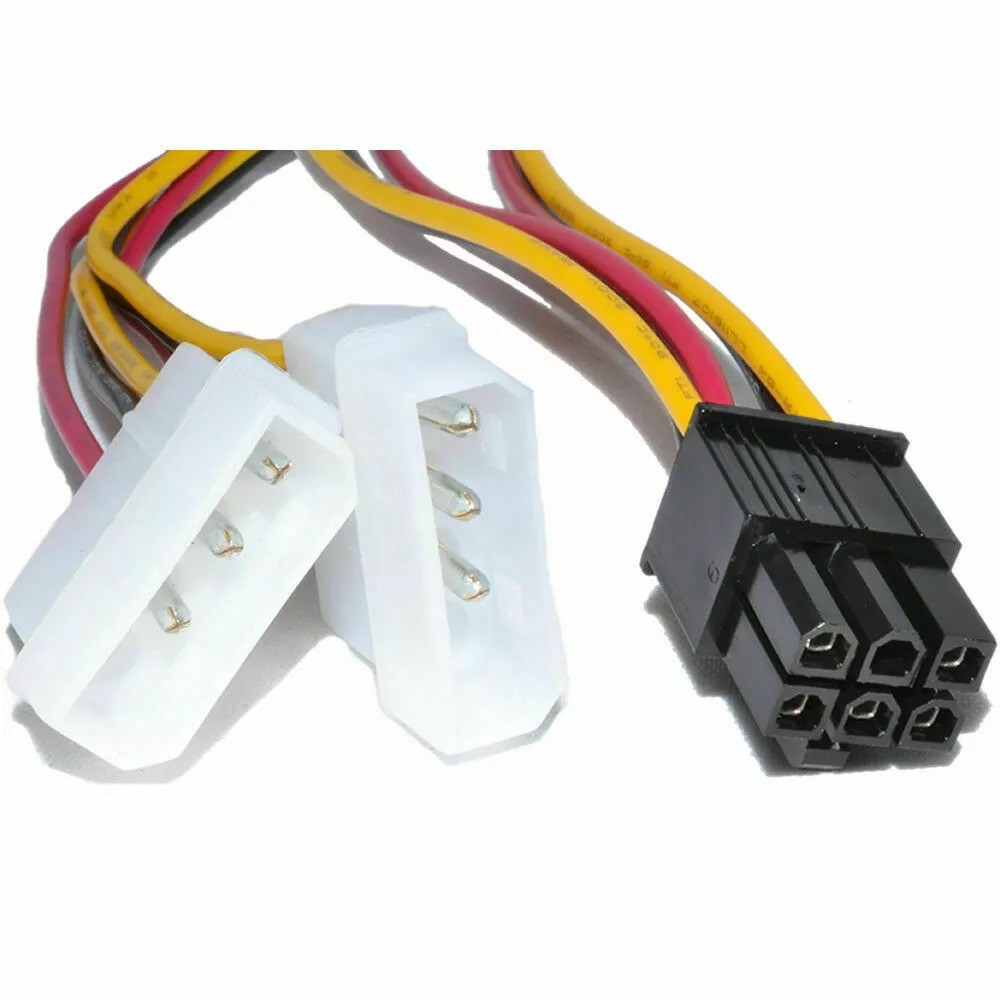 4PIN dual molex IDE to 6PIN PCI-E Express GPU power cable video graphics card